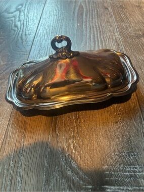 Vintage FB Rogers Silverplate Butter Dish with Glass Insert